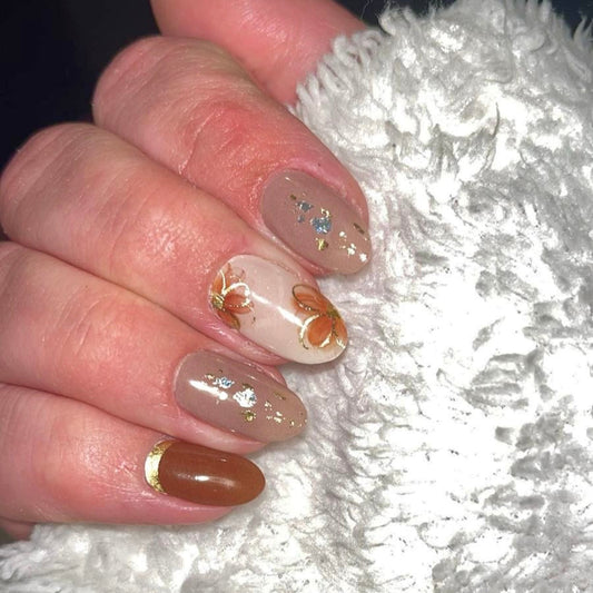 Mocha Flower Gel Nail Stickers