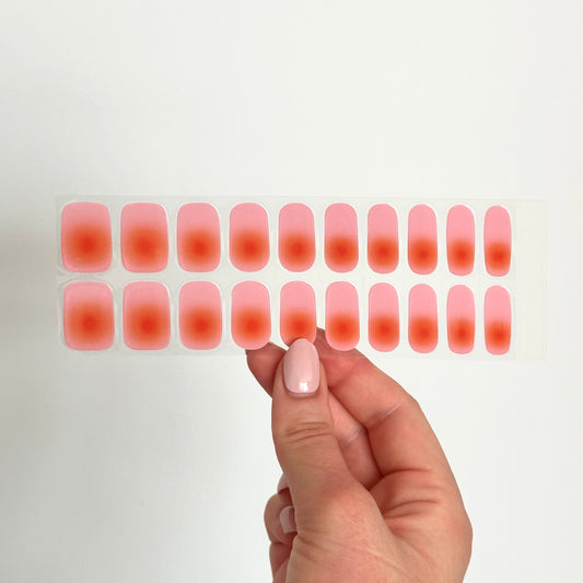 trendy aura-stijl gellakstickers van roze naar oranje aura