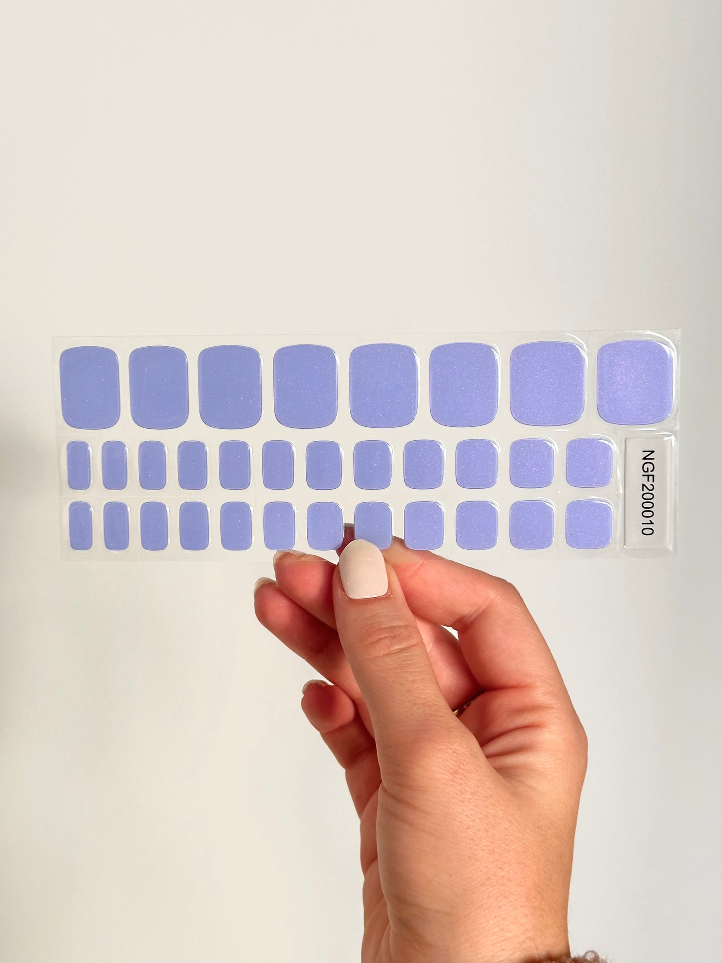 Periwinkle gellakstickers (lila paarse) met subtiele glitter 